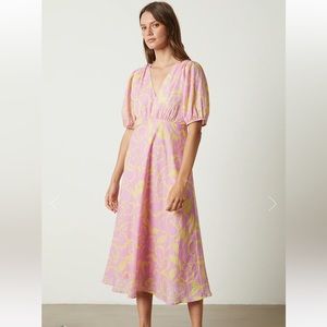 Velvet by Graham & Spencer Pink and Yellow Midi Dress
